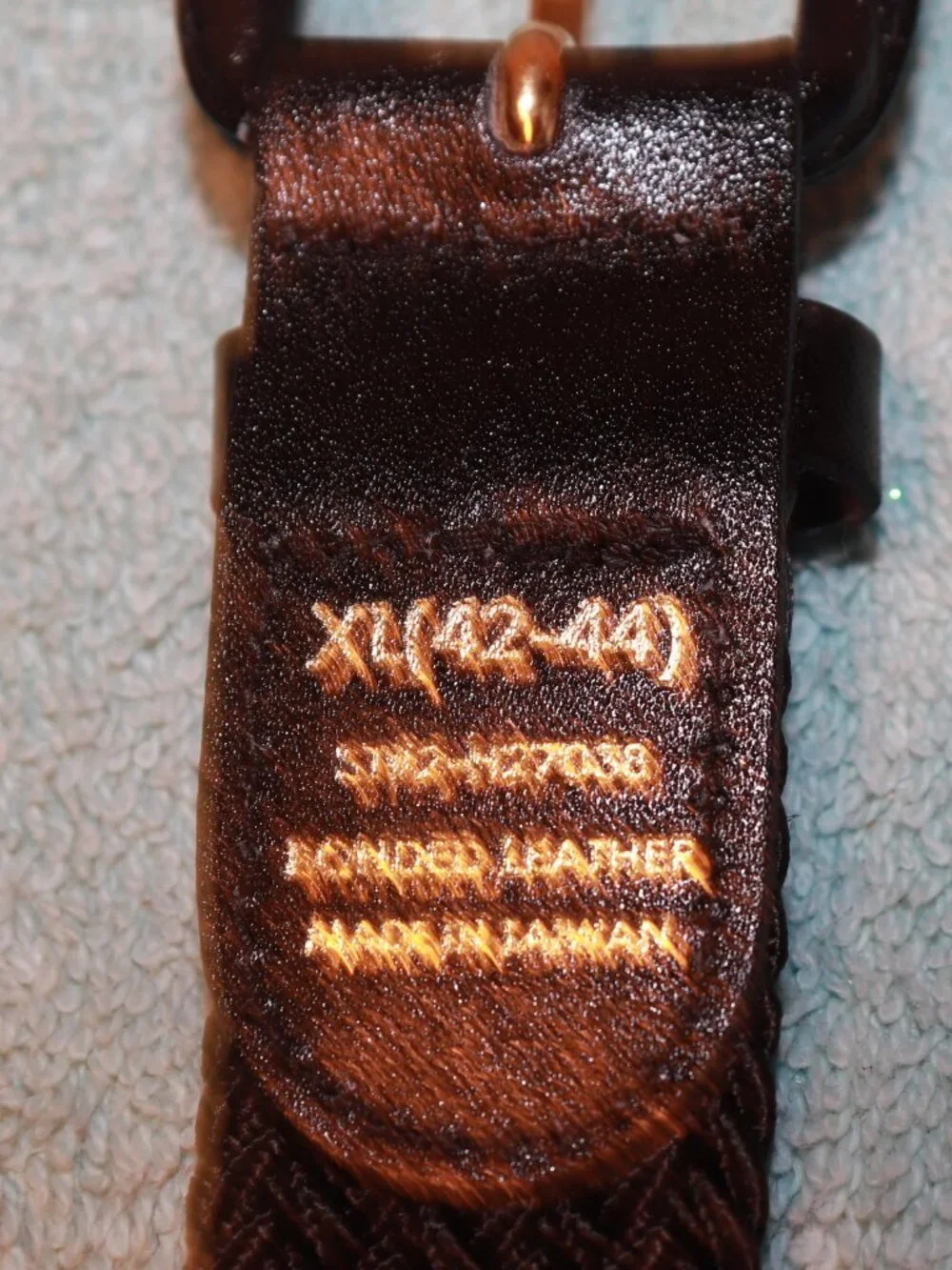 New Woven Belt XL  42-44 Bonded Leather Gold-tone Metal Buckle Black